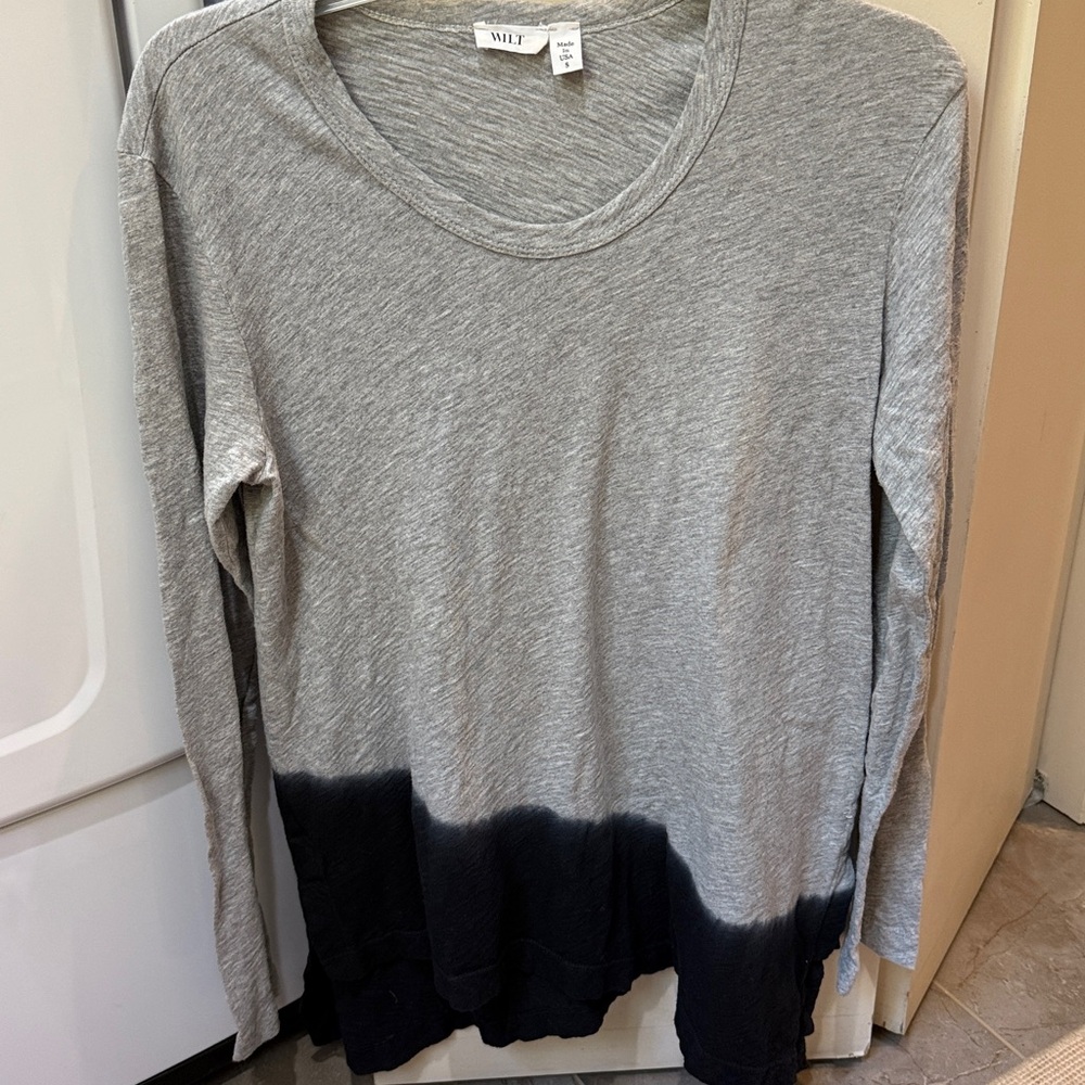 Wilt cotton Gray and Black Dip-Dye Long Sleeve Top